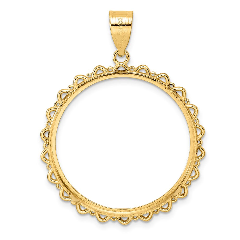 14k Polished Multi Arch with 27.0mm Prong Coin Bezel Pendant