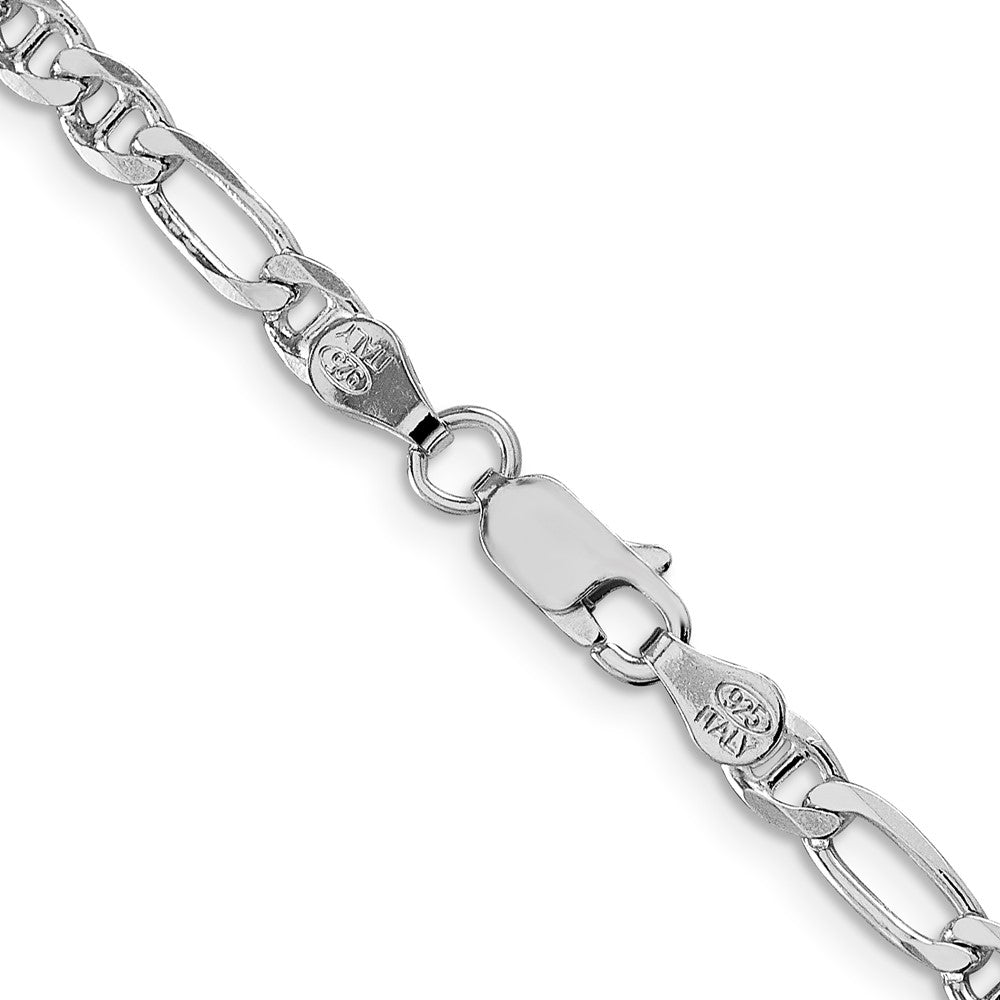 Sterling Silver Rhodium-plated 3.75mm Figaro Anchor Chain 18 Inches