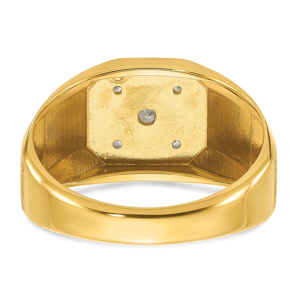 14k IBGoodman Men's Polished and Satin 1/6 carat Diamond Complete Ring