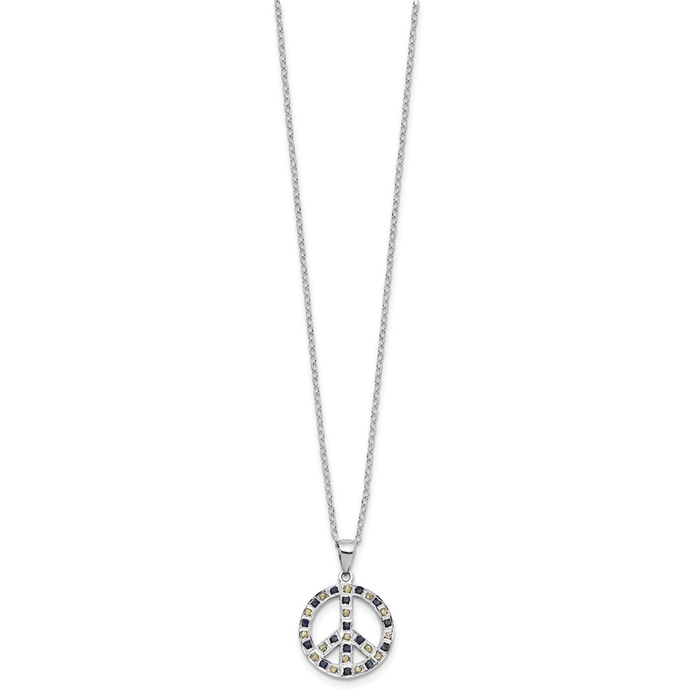 SS Platinum-plated Diamond Mystique Black and White Peace Sign Necklace