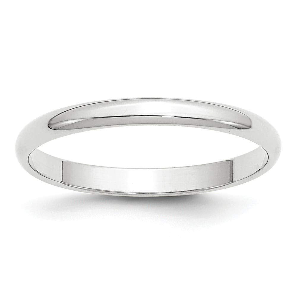 10k White Gold 2.5mm Lightweight Half Round Wedding Band Size 8.5 1WHRL025