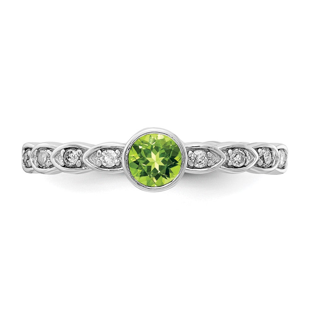 Sterling Silver Peridot and Diamond Ring