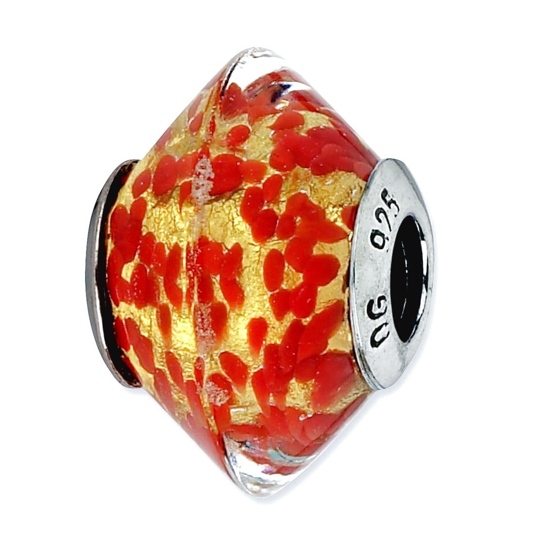 Sterling Silver Reflections Red/Yellow Italian Murano Glass Bead