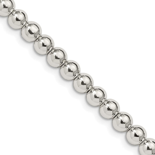 Sterling Silver 5mm Beads on Box Chain 16 Inches