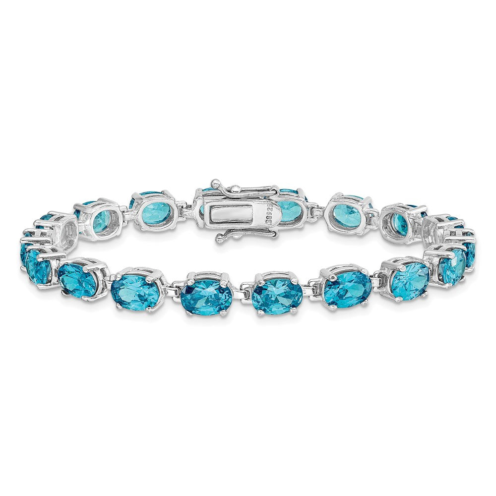 Sterling Silver Rhodium-plated Blue Topaz 6.5in Bracelet 7 inches