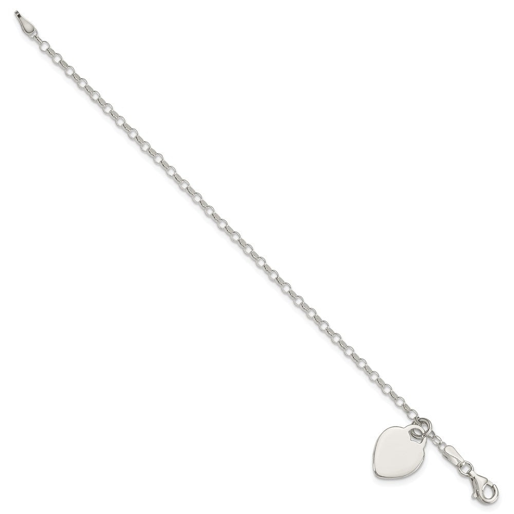 Sterling Silver Engraveable Heart 6 in Childs Bracelet 6 inches