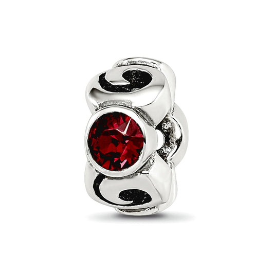 Sterling Silver Reflections June Red Preciosa Crystal Birthstone Bead