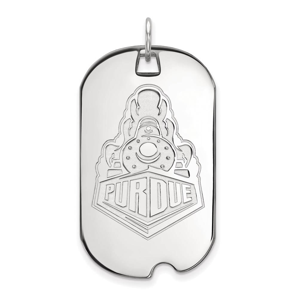 Sterling Silver Purdue Large Logo Dog Tag Pendant