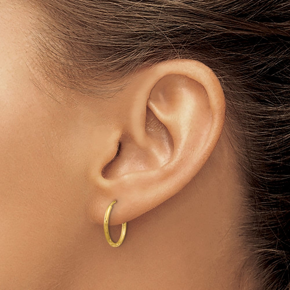 14k 1.0mm Diamond-cut Endless Hoop Earring