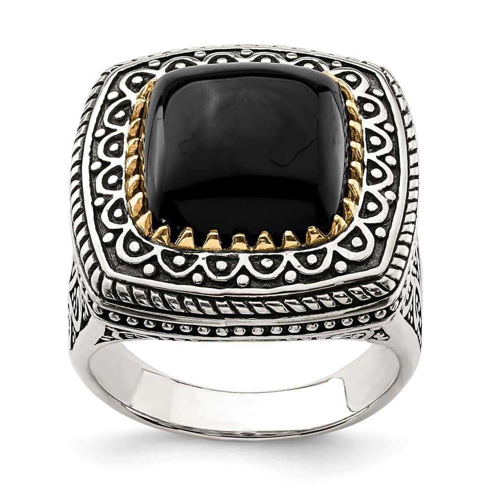Sterling Silver w/14k Onyx Ring