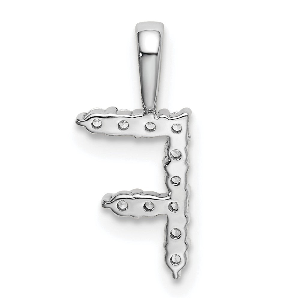 14k White Gold 1/8 carat Lab Grown Diamond VS/SI+ G+ Letter F Initial Pendant