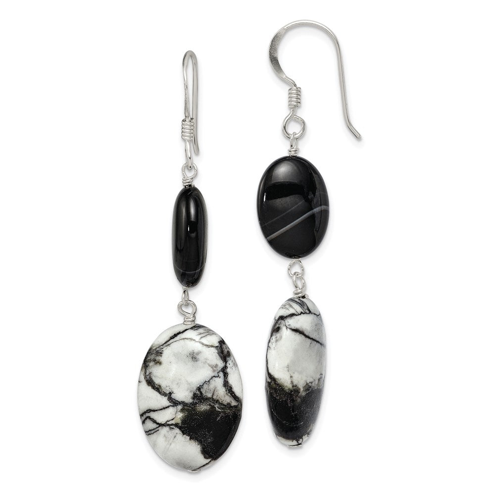Sterling Silver Fancy Polished & Diamond-cut Twisted Dangle Earrings