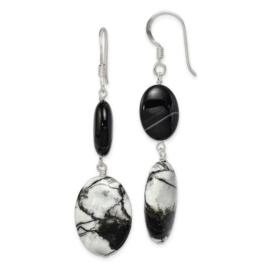 Sterling Silver Fancy Polished & Diamond-cut Twisted Dangle Earrings