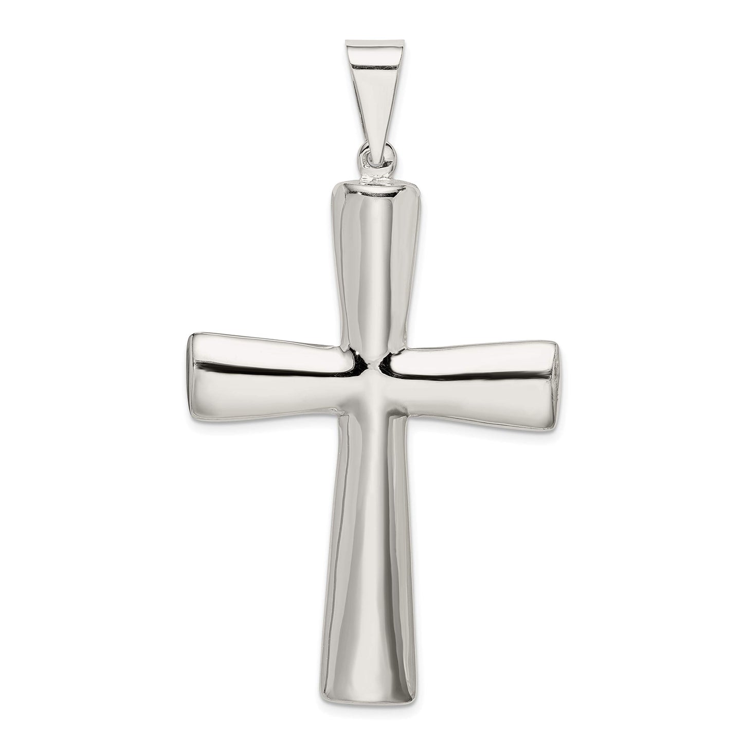 Sterling Silver Rhodium-plated Hollow Cross Pendant