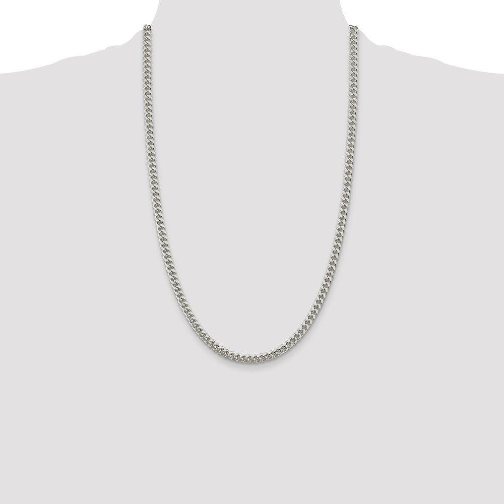 Sterling Silver 5mm Domed w/ Side D/C Curb Chain 22 Inches