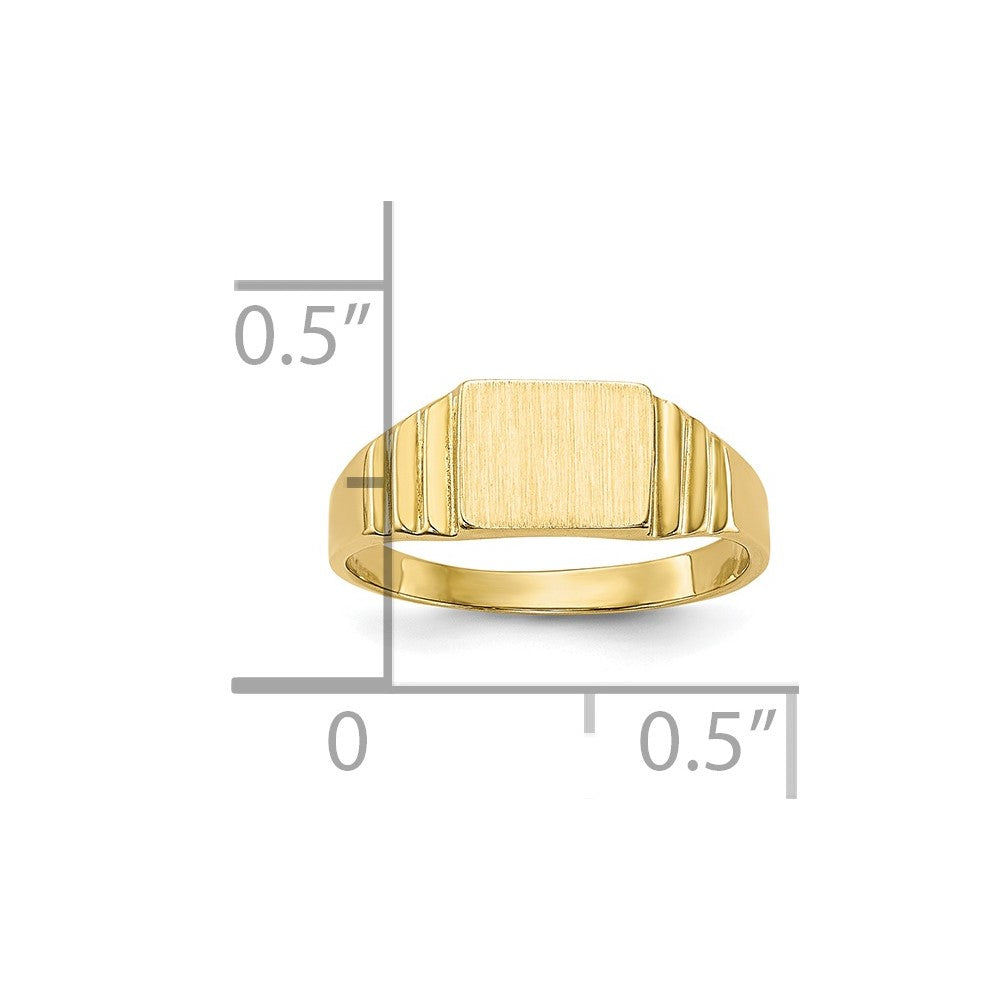 10K Satin Rectangular Child's Signet Ring Size 2.25