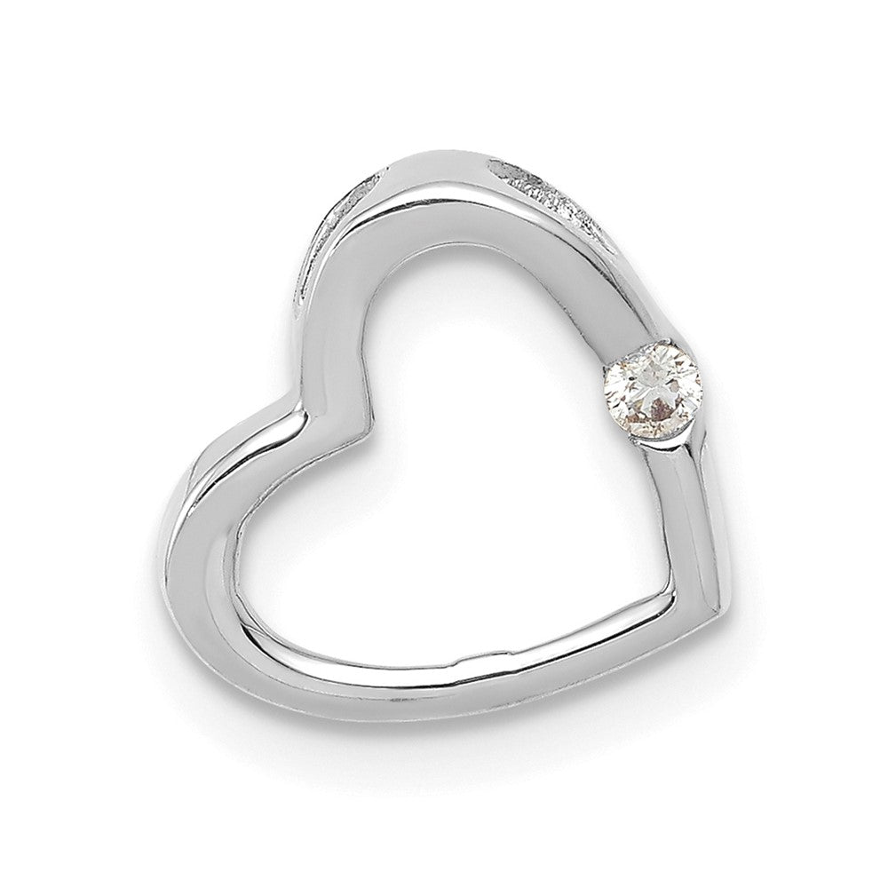 14k White Gold AA Diamond Heart Chain Slide