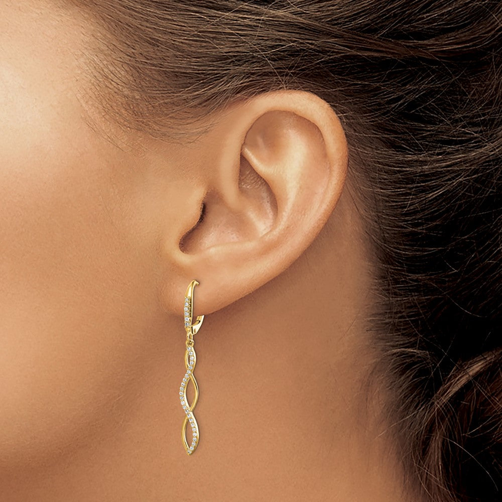 14k Diamond Leverback Earrings