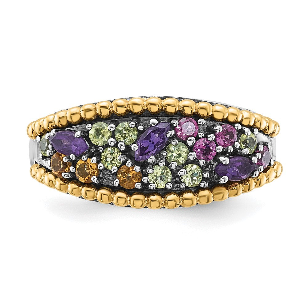 Sterling Silver w/14k Accent Multi Gemstone Ring