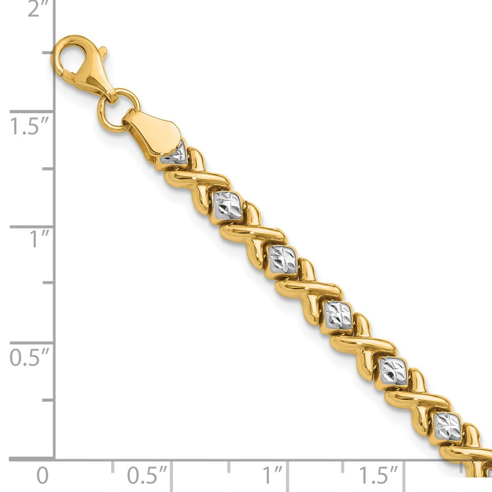 10K with Rhodium Polished and D/C Bracelet 8  inches