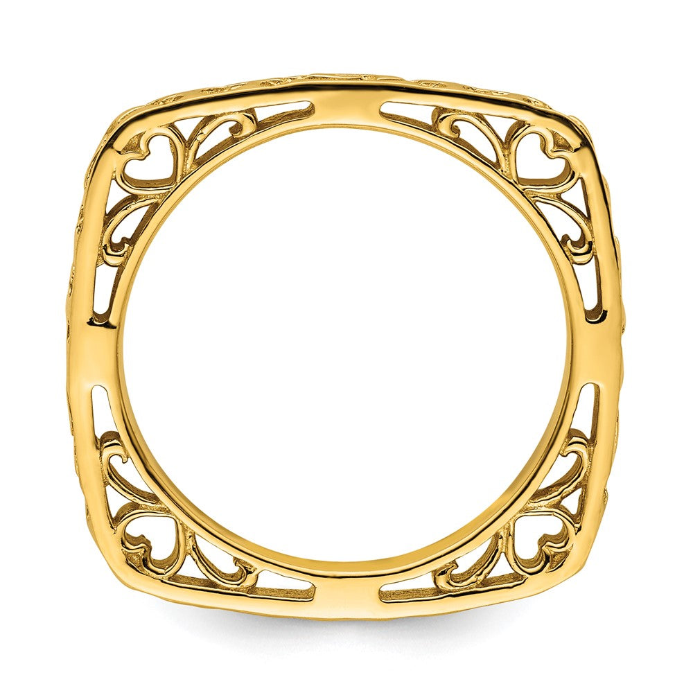 Sterling Silver Stackable Expressions Polished Gold-plated Square Ring Size -9