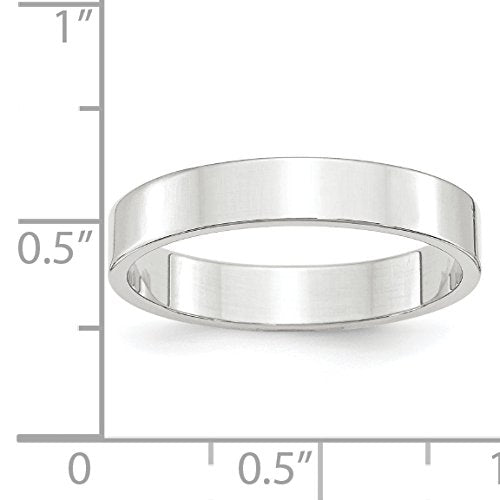 10k White Gold 4mm Lightweight Flat Wedding Band Size 7