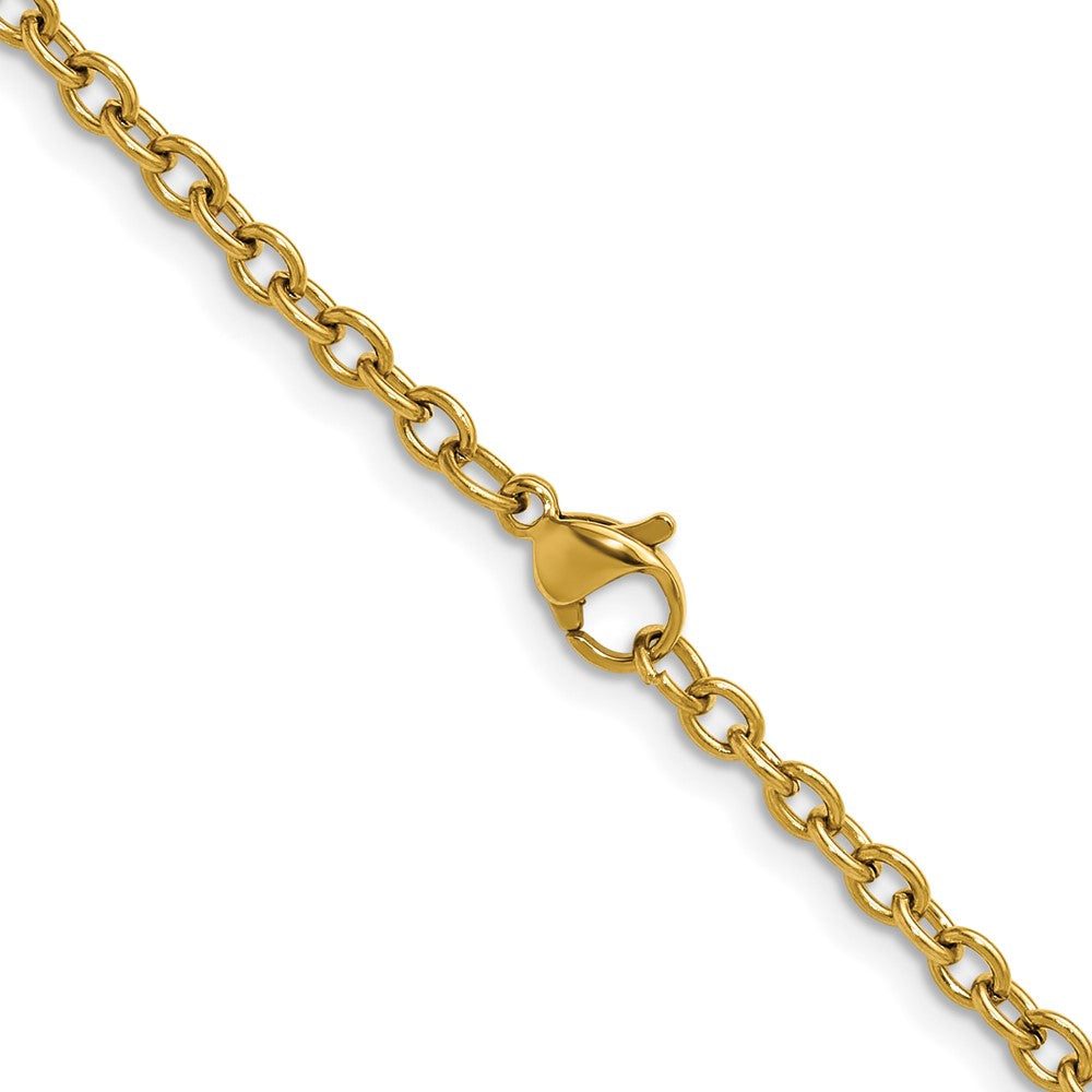 Chisel Stainless Steel Polished Yellow IP-plated 3mm 22 inch Cable Chain