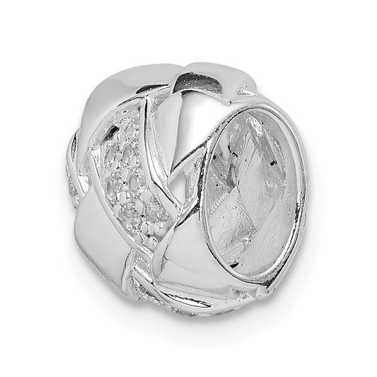 Sterling Silver Rhodium Plated CZ Slide