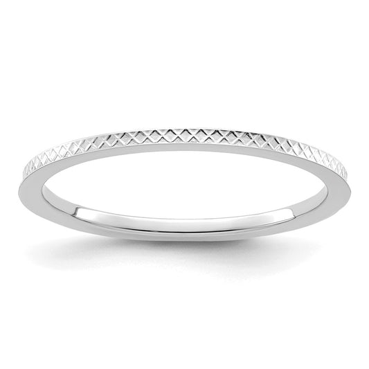 10K White Gold 1.2mm Criss-Cross Pattern Stackable Band Size 9.5