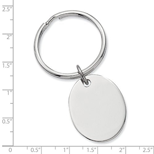 Rhodium Plated Polished Oval Key Ring