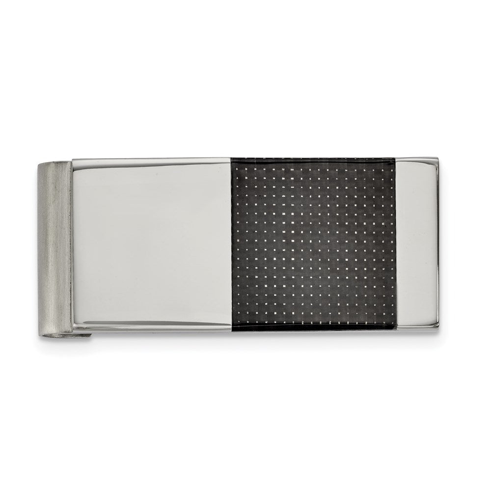 Chisel  Stainless Steel Brushed and Polished Black Carbon Fiber Inlay Money Clip