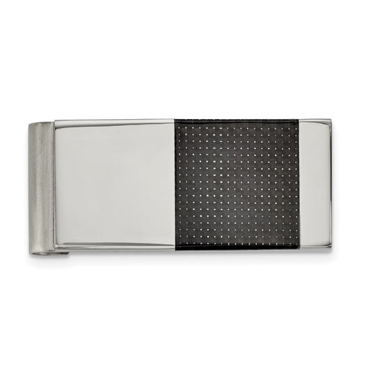 Chisel  Stainless Steel Brushed and Polished Black Carbon Fiber Inlay Money Clip