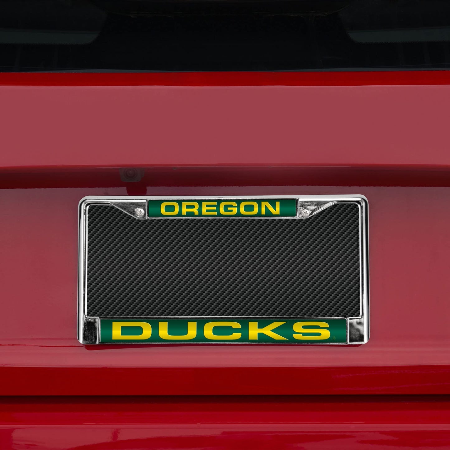 Collegiate U of Oregon Green Laser Chrome Acrylic License Plate Frame QGC7000