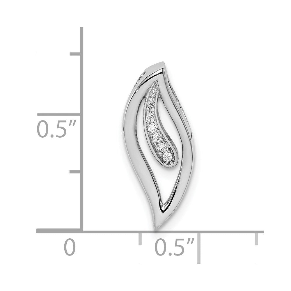 Sterling Silver Rhodium-plated CZ Journey Leaf Chain Slide