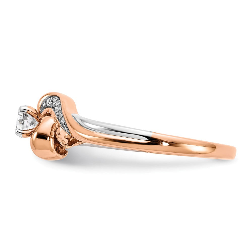 10k Two-tone Rose/White Gold Diamond Bypass Engagement Ring