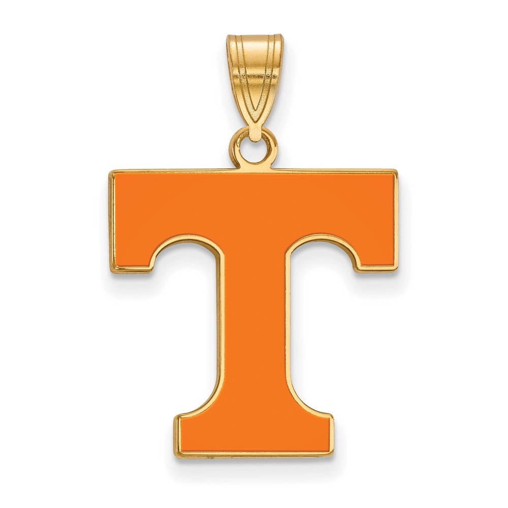 Sterling Silver Gold-plated LogoArt University of Tennessee Letter T Large Enameled Pendant Q-GP032UTN