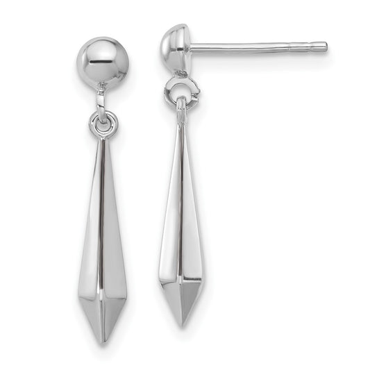 10K White Gold Polished Post Dangle Earrings