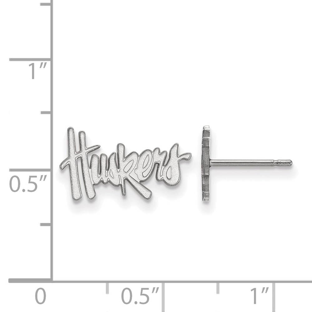 Sterling Silver Rhodium-plated LogoArt University of Nebraska Huskers Extra Small Post Earrings Q-SS007UNE
