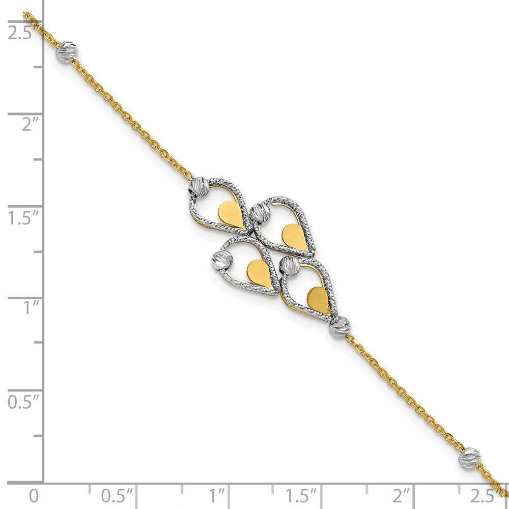14K TT Polished / Dia-cut Fancy Bracelet w/.5in ext. Bracelet 7.5  inches