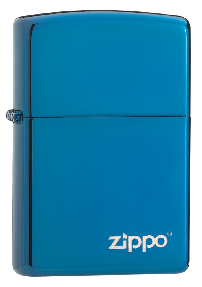 Zippo Logo High Polish Blue Pocket Lighter