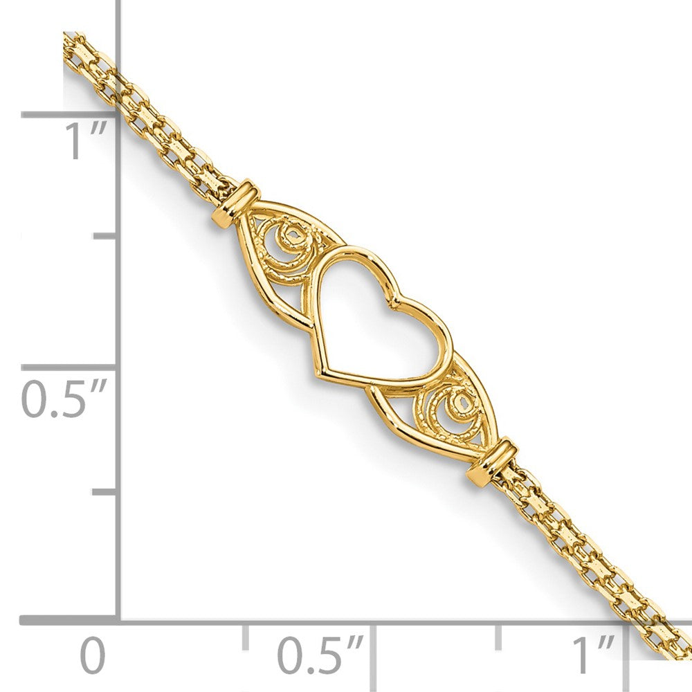 14k Polished Heart 10inch  Anklet 10 inches