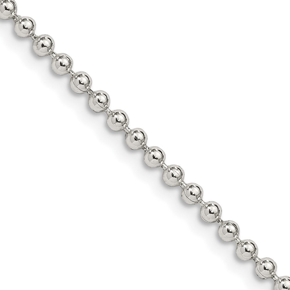 Sterling Silver 2.35mm Beaded Chain 26 Inches