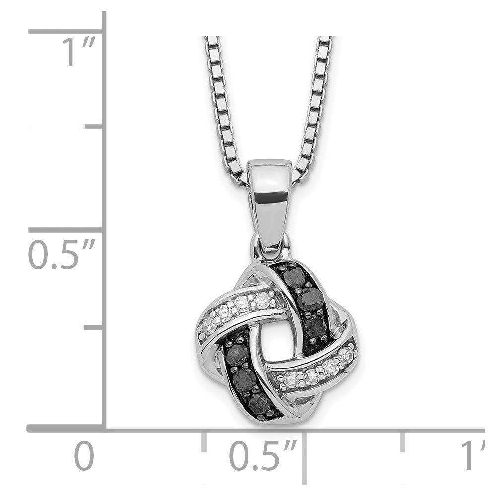 White Night Sterling Silver Rhodium-plated Black and White Diamond 18 Inch Necklace with 2 Inch Extender 18 Inches