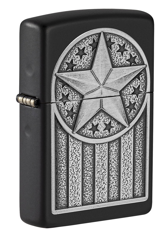 Zippo American Metal Emblem Black Matte Pocket Lighter