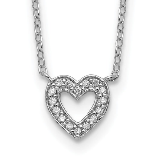Sterling Silver Rhodium-plated CZ Open Heart 18 inch Necklace 18 Inches