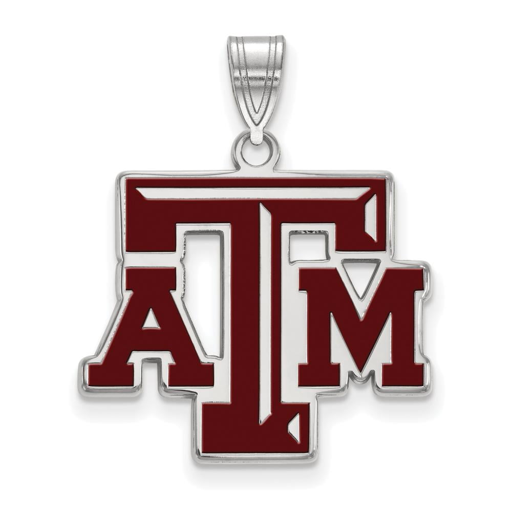 LogoArt Sterling Silver Texas Aandm University Large Enamel Pendant Necklace Female Adult