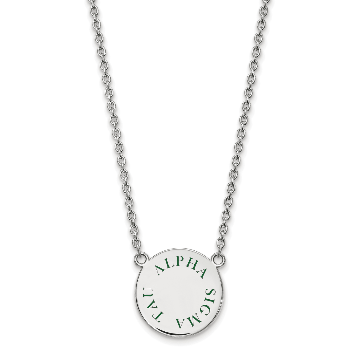 LogoArt Sterling Silver Alpha Sigma Tau Small Enameled Pendant Necklace With 18 Inch