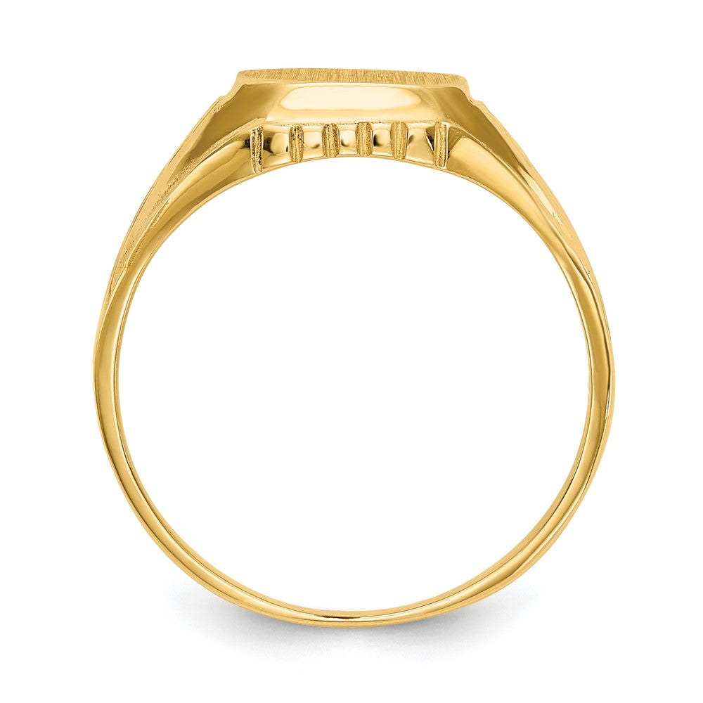 14k 9.0x9.0mm Open Back Floral Signet Ring Size 6