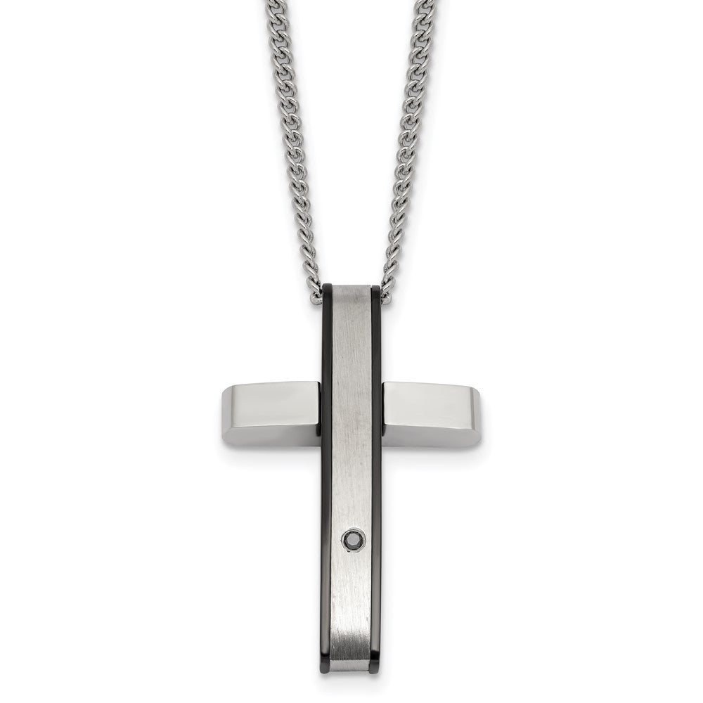 Steel Black Diamond Cross with 24in 2.2m Curb Chain