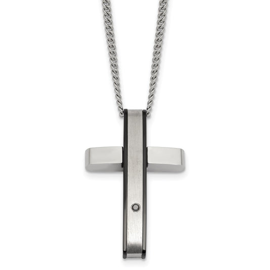 Steel Black Diamond Cross with 24in 2.2m Curb Chain